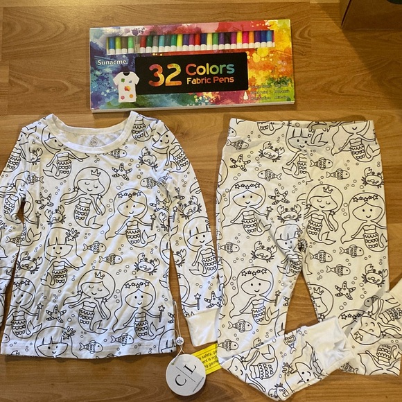 Caden Lane Color Me Pajamas Set - Mermaid Magic Print - Picture 1 of 9
